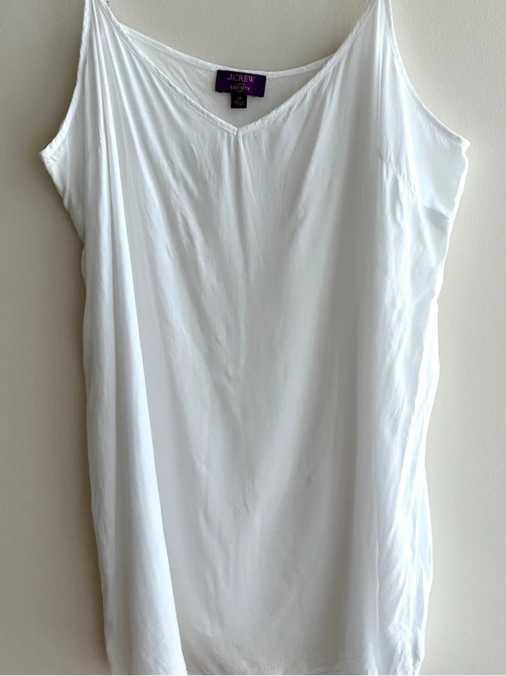 J. Crew Women’s White V-Neck Camisole Made with Liberty Fabric Shirt, Size 2X